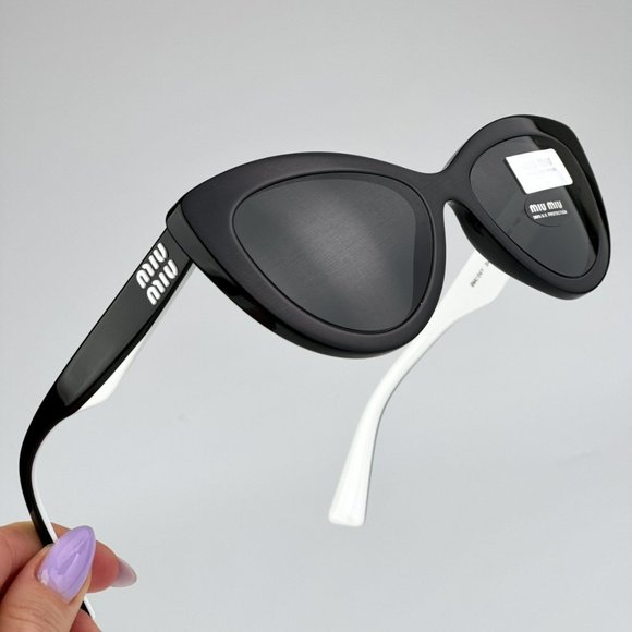 Miu Miu MU04YS 10G5S0 BRAND NEW Sunglasses Black Dark Grey Cat Eye Women